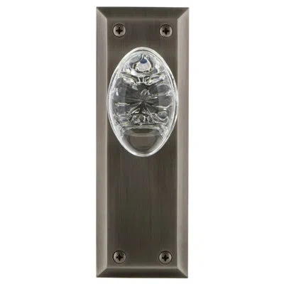 Grandeur Fifth Avenue Plate Double Dummy With Provence Crystal Door Knob In Antique Pewter