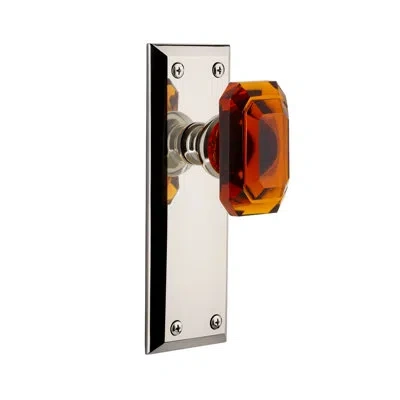 Grandeur Fifth Avenue Plate Passage With Baguette Crystal Door Knob In Polished Nickel