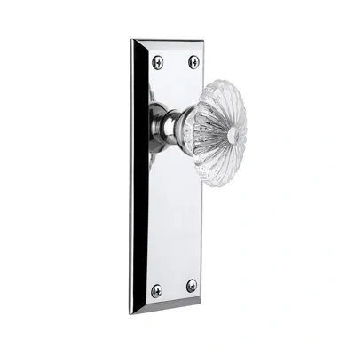 Grandeur Fifth Avenue Plate Passage With Burgundy Crystal Door Knob In Bright Chrome