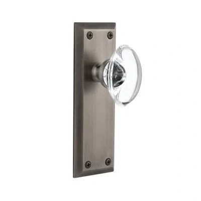 Grandeur Fifth Avenue Plate Passage With Provence Crystal Door Knob In Antique Pewter
