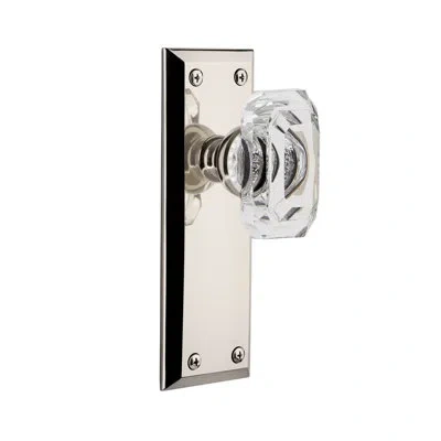 Grandeur Fifth Avenue Plate Privacy With Baguette Crystal Door Knob In Polished Nickel