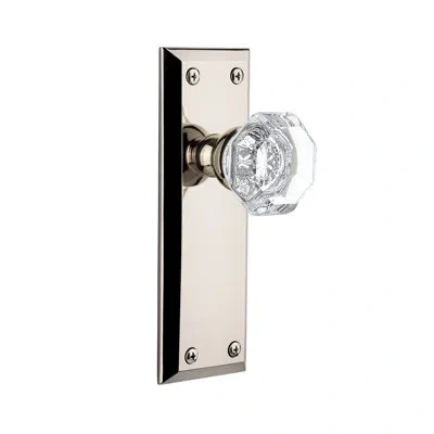 Grandeur Fifth Avenue Plate Privacy With Chambord Crystal Door Knob In Polished Nickel