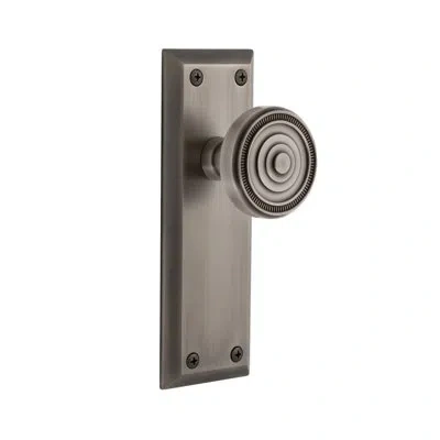 Grandeur Fifth Avenue Plate Privacy With Soleil Door Knob In Antique Pewter