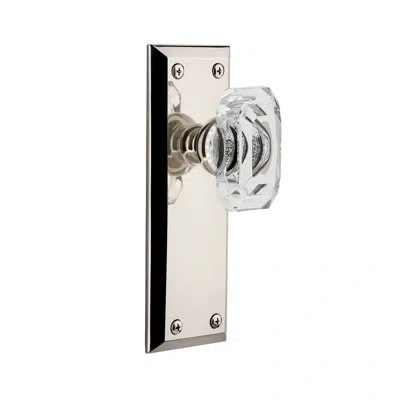 Grandeur Fifth Avenue Plate Single Dummy With Baguette Crystal Door Knob In Polished Nickel
