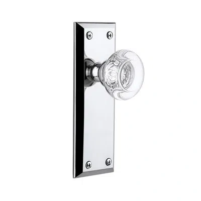 Grandeur Fifth Avenue Plate Single Dummy With Bordeaux Crystal Door Knob In Bright Chrome