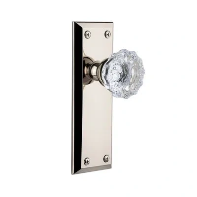 Grandeur Fifth Avenue Plate Single Dummy With Fontainebleau Crystal Door Knob In Polished Nickel