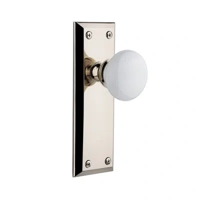 Grandeur Fifth Avenue Plate Single Dummy With Hyde Park Door Knob In Polished Nickel