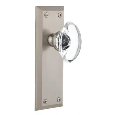 Grandeur Fifth Avenue Plate Single Dummy With Provence Crystal Door Knob In Satin Nickel