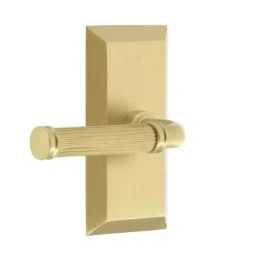 Grandeur Fifth Avenue Short Plate Privacy With Soleil Lever In Satin Brass