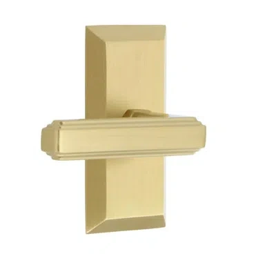 Grandeur Fifth Avenue Short Plate Single Dummy With Carré Lever In Satin Brass