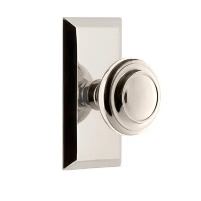 Grandeur Fifth Avenue Short Plate With Circulaire Knob In Polished Nickel