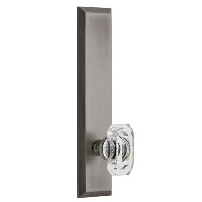 Grandeur Fifth Avenue Tall Plate Double Dummy With Baguette Clear Crystal Door Knob In Antique Pewter
