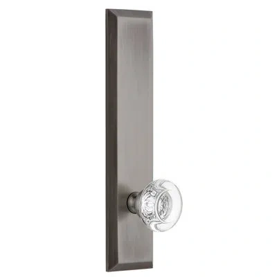 Grandeur Fifth Avenue Tall Plate Double Dummy With Bordeaux Crystal Door Knob In Antique Pewter