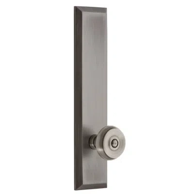 Grandeur Fifth Avenue Tall Plate Double Dummy With Bouton Door Knob In Antique Pewter