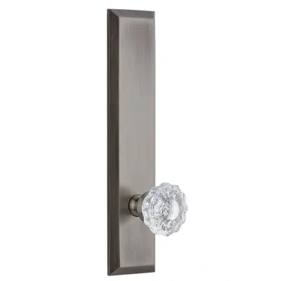 Grandeur Fifth Avenue Tall Plate Double Dummy With Versailles Crystal Door Knob In Antique Pewter