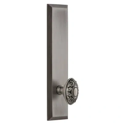 Grandeur Fifth Avenue Tall Plate Passage With Grande Victorian Door Knob In Antique Pewter