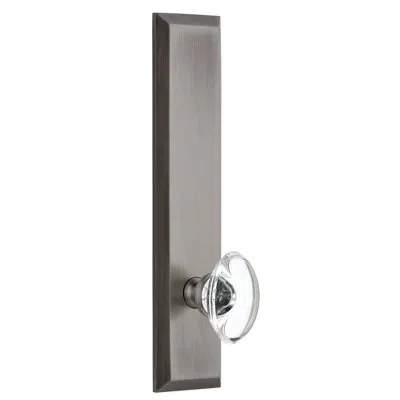 Grandeur Fifth Avenue Tall Plate Passage With Provence Crystal Door Knob In Antique Pewter