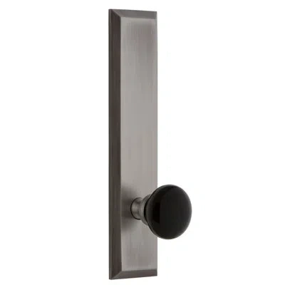 Grandeur Fifth Avenue Tall Plate Privacy With Coventry Door Knob In Antique Pewter