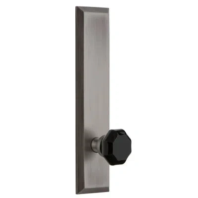 Grandeur Fifth Avenue Tall Plate Privacy With Lyon Door Knob In Antique Pewter