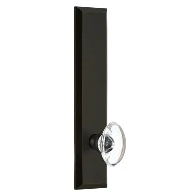 Grandeur Fifth Avenue Tall Plate Privacy With Provence Crystal Door Knob In Timeless Bronze