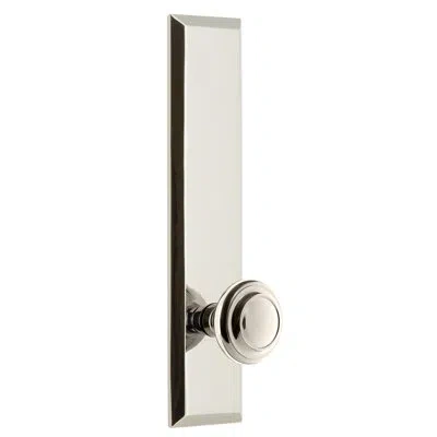 Grandeur Fifth Avenue Tall Plate Single Dummy With Circulaire Door Knob In Polished Nickel