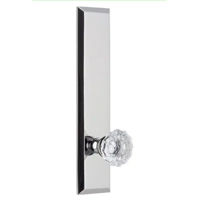 Grandeur Fifth Avenue Tall Plate Single Dummy With Fontainebleau Crystal Door Knob In Bright Chrome