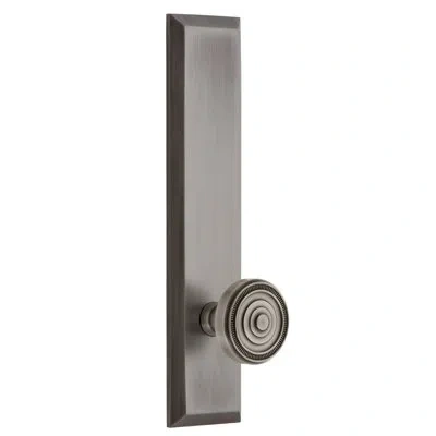 Grandeur Fifth Avenue Tall Plate Single Dummy With Soleil Door Knob In Antique Pewter