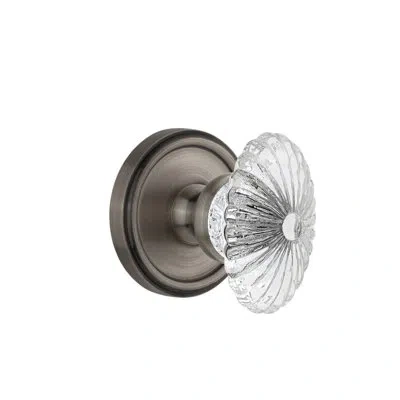 Grandeur Georgetown Plate Privacy With Burgundy Crystal Door Knob In Antique Pewter