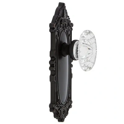 Grandeur Grande Victorian Plate Double Dummy With Burgundy Crystal Door Knob In Timeless Bronze