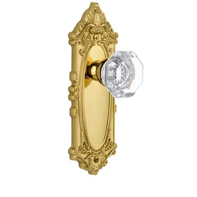 Grandeur Grande Victorian Plate Double Dummy With Chambord Crystal Door Knob In Polished Brass