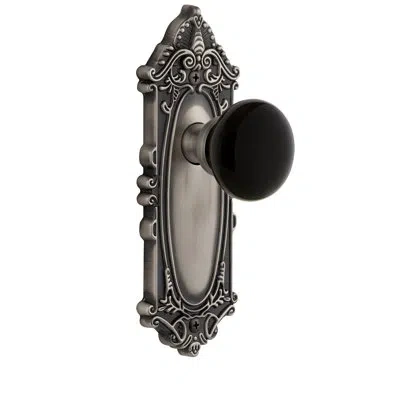 Grandeur Grande Victorian Plate Double Dummy With Coventry Door Knob In Antique Pewter