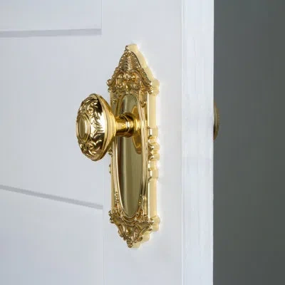 Grandeur Grande Victorian Plate Double Dummy With Grande Victorian Door Knob In Polished Brass