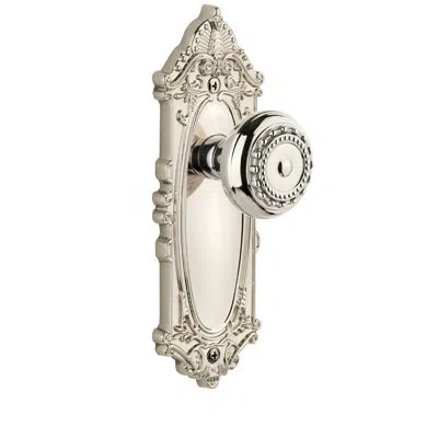 Grandeur Grande Victorian Plate Double Dummy With Parthenon Door Knob In Polished Nickel