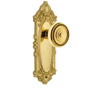 Grandeur Grande Victorian Plate Double Dummy With Soleil Door Knob In Polished Brass