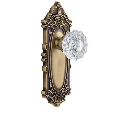 Grandeur Grande Victorian Plate Double Dummy With Versailles Crystal Door Knob In Vintage Brass