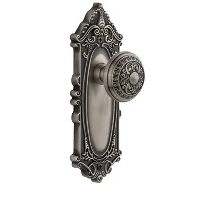 Grandeur Grande Victorian Plate Double Dummy With Windsor Door Knob In Antique Pewter