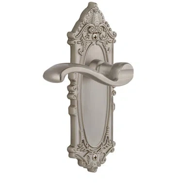 Grandeur Grande Victorian Plate Privacy With Portofino Lever In Satin Nickel