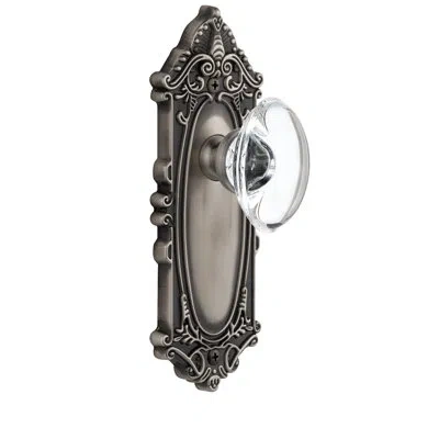 Grandeur Grande Victorian Plate Privacy With Provence Crystal Door Knob In Antique Pewter