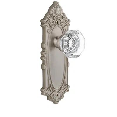 Grandeur Grande Victorian Plate Single Dummy With Chambord Crystal Door Knob In Satin Nickel