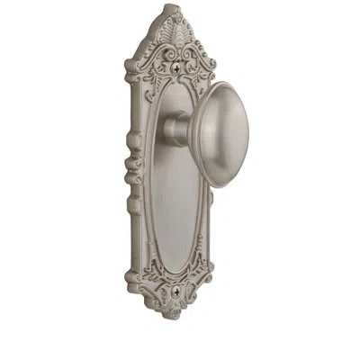 Grandeur Grande Victorian Plate Single Dummy With Eden Prairie Door Knob In Satin Nickel