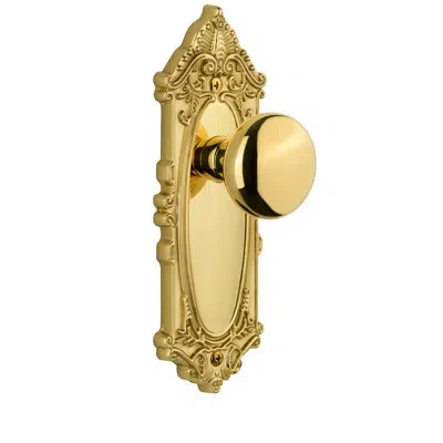 Grandeur Grande Victorian Plate Single Dummy With Fifth Avenue Door Knob In Lifetime Brass