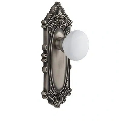 Grandeur Grande Victorian Plate Single Dummy With Hyde Park Door Knob In Antique Pewter