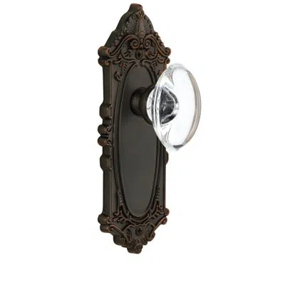 Grandeur Grande Victorian Plate Single Dummy With Provence Crystal Door Knob In Timeless Bronze