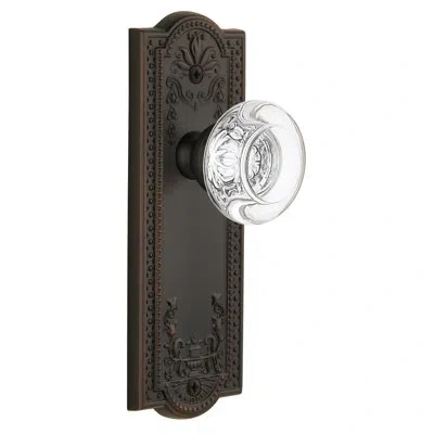 Grandeur Parthenon Plate Double Dummy With Bordeaux Crystal Door Knob In Timeless Bronze