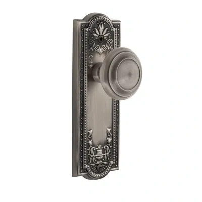 Grandeur Parthenon Plate Double Dummy With Circulaire Door Knob In Antique Pewter