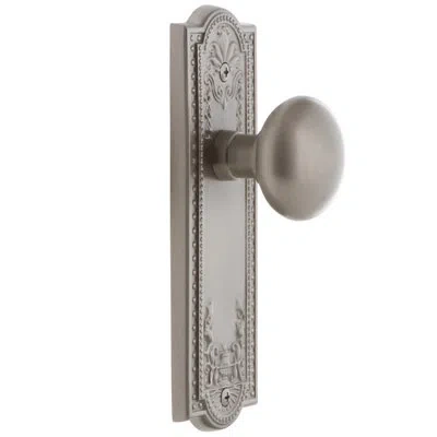 Grandeur Parthenon Plate Double Dummy With Fifth Avenue Door Knob In Satin Nickel