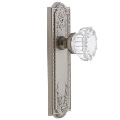 Grandeur Parthenon Plate Double Dummy With Fontainebleau Crystal Door Knob In Satin Nickel