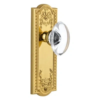 Grandeur Parthenon Plate Double Dummy With Provence Crystal Door Knob In Polished Brass