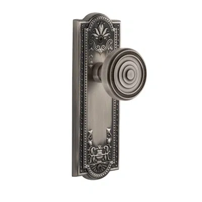 Grandeur Parthenon Plate Double Dummy With Soliel Door Knob In Antique Pewter