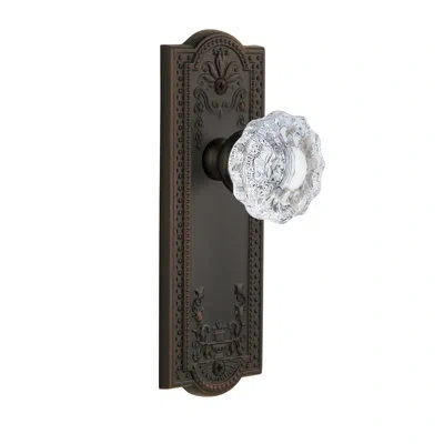 Grandeur Parthenon Plate Double Dummy With Versailles Crystal Door Knob In Timeless Bronze
